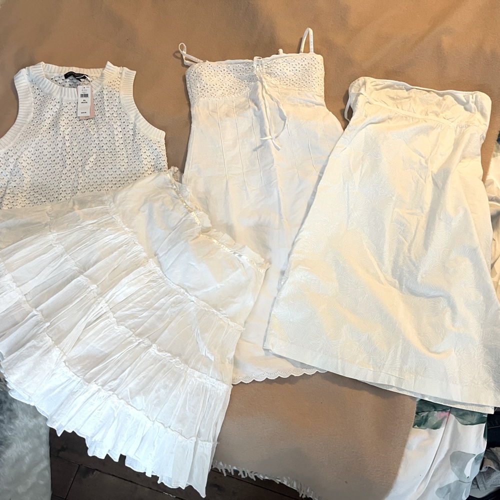 White bundle (2 dresses, 1 skirt, 1 top)